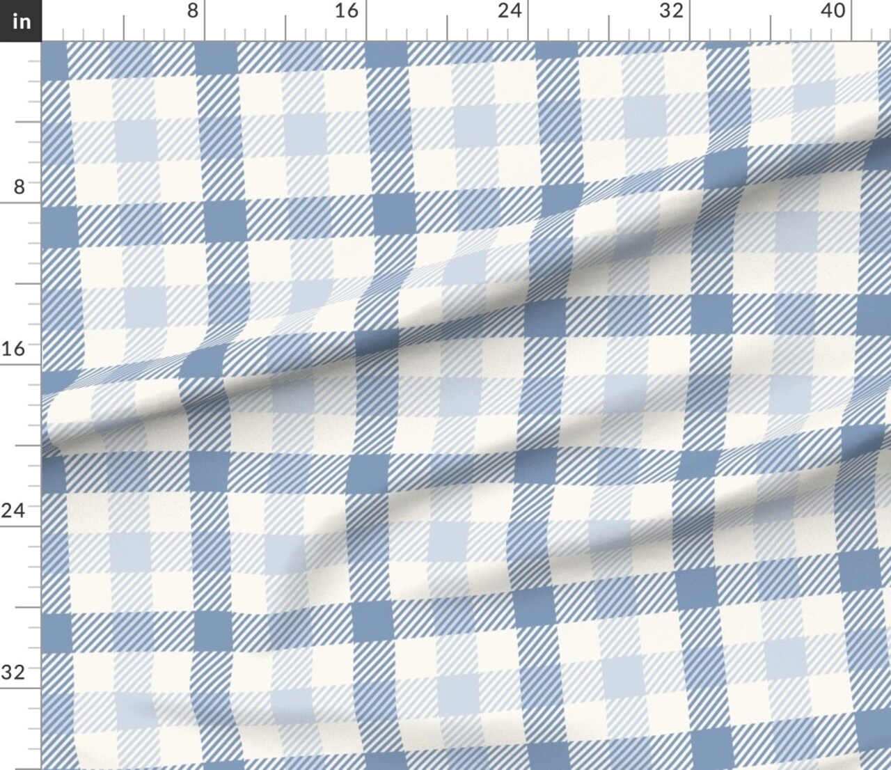 Cottagecore Gingham Spring Check Crosshatch Plaid Cottage Preppy Nursery Blue Windowpane Check Farmhouse Rustic Country Stripe Custom Printed Fabric by Spoonflower Various Fabrics by the Yard or Fat Quarter